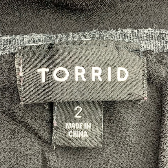 2x Torrid Grey Black Long Sleeve Sweater Knit Black Chiffon Accent Stretch Plus - Picture 7 of 9